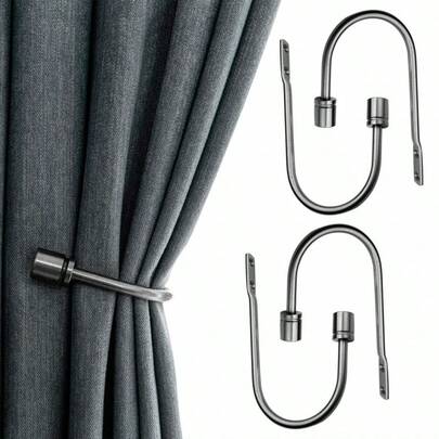 Gardinfästen - Set med 4 U-formade gardinkrokar (väggmonterade) - Dekorativa gardinfästen med skruvar - Perfekta tillbehör för hem, sovrum och vardagsrum