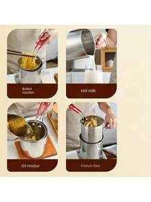 1 Set Stainless Steel Mini Deep Fryer With Basket, Suitable For Fries, Chicken, Snacks, Office, Picnic, Multifunctional Small Pot For Small Spaces, Japanese-Style Fish & Fries Kitchen Accessory, Durable And Easy To Clean, Ideal For Home Cooking And Frying Enthusiasts, Stylish Fried Chicken Pot - Multicolor - View 8