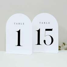 Acrylic Table Number Card, White Arch-Shaped Table Number Card, Modern Minimalist Wedding Event Decoration, Suitable For Party, Bachelorette Party, Birthday, Graduation Ceremony - A - View 8