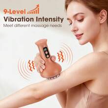 Hailicare Máy mát-xa cạo gió điện Gua Sha, 9 chế độ rung nhiệt EMS, đèn đỏ chăm sóc, màn hình LED, sạc USB, dùng cho cơ thể, vai, bụng, chân tại nhà. - Đỏ - Xem 4