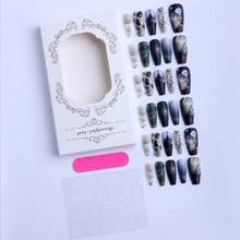 30 Pieces Of High-End Dark-Style Niche Halloween Owl Studded And-Embellished Press-On Nails, In Stock - Black SG-01-03 Jelly Gel + Roller - View 5
