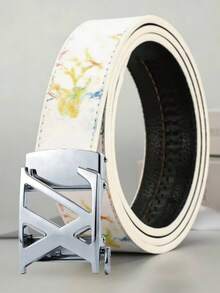 MMJ Finswift Fashionable White Casual Automatic Buckle Belt For Men, Letter Print Stylish Belt Suitable For School, Work, Party - Multicolor - View 9