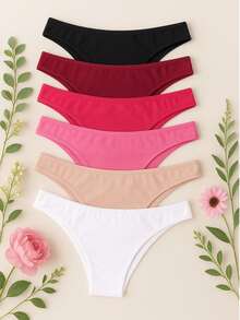 Set Of 10 Comfortable Thong Panties, 100% Cotton. Ref001 - 彩色 - 查看 2