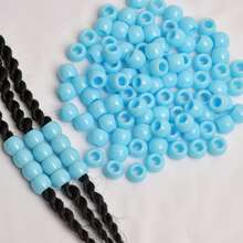 100 hạt nhựa 10*12mm có lỗ lớn, thích hợp làm phụ kiện tóc tết kiểu châu Phi, màu xanh nhạt, kèm móc đan. Bộ dụng cụ tạo kiểu tóc, thích hợp mang đi du lịch hoặc làm quà sinh nhật. - màu xanh nhạt - Xem 8