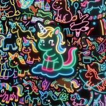 56 PIEZAS Pegatinas de unicornio neón, calcomanías de vinilo resistentes al agua para botellas de agua, portátiles, patinetas, scrapbooking, manualidades DIY, pegatinas estéticas para adolescentes, adultos, ideales para recuerdos de fiesta, envoltura de regalos, diarios, decoración del hogar, equipaje, fundas de teléfono, suministros creativos de manualidades DIY para scrapbooking - A - Ver 1