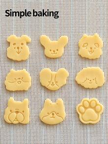 O formă de tăietor de biscuiți drăguță cu model de câine, o formă de biscuiți pentru părinți și copii, provizii pentru prânz pentru sezonul școlar, ștampile pentru biscuiți cu diverse modele de desene animate cu câini, lăbuțe mici și oase mici și o formă de desert, potrivită pentru prepararea de mici gustări ca daruri. - Vizualizare 6