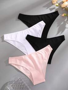 4pcs Women's Comfortable Solid Color Triangle Underwear Set - Multicolor - View 4