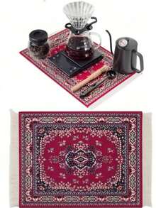 1PC Boho Non-Slip Coffee Mat Bohemia Drink Coaster, Absorbent Kitchen Counter Table Mat For Coffee Accessories, Heat-Resistant Placemat,Dish Drying Mat For Cups, Splash Proof Desk Protector Mat For Home Coffee Station,Coffee Placemat - Type a - View 1