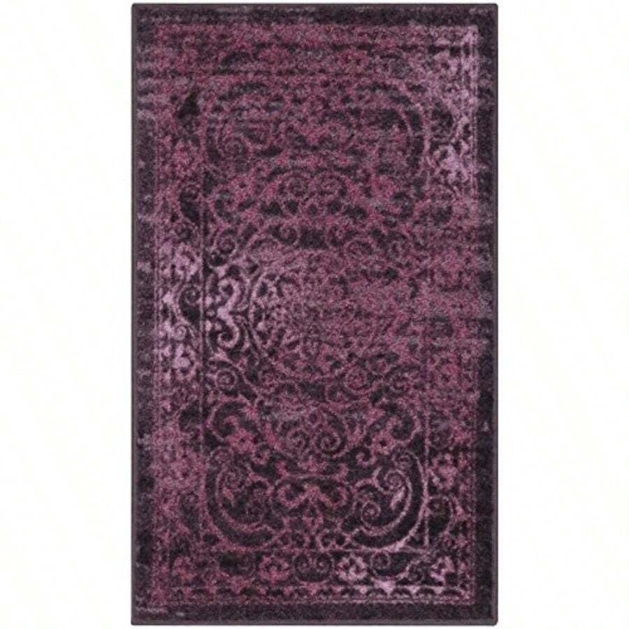 Maples Rugs Pelham - Alfombra de Cocina Vintage Antideslizante [Fabricada en Estados Unidos] 1 pies 8 x 2 pies 10 Color Vino - Rectangular de 210 x 18 - Ver 1