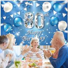 Globos de decoración de fondo para cumpleaños 24, globos de vidrio, confeti, decoración temática para hombres o mujeres, vítores a 24 años, suministros de fiesta, color azul y plateado - 80 - Ver 6