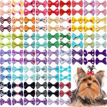 100 PCS Color In Random Dog Hair Bows, Random Mix Rubber Bands Metal Clips Styles Dog Bows With Rhinestone Pearls Flowers Topknot Mix Styles For Puppy Small Pets - Multicolor - View 6