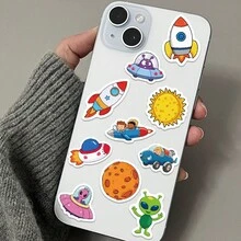 500pcs Spaceship Alien Sticker Cartoon Funny Decal For Phone Case Scrapbook Guitar Skateboard Laptop Bicycle Helmet Decal Sticker DIY Gift Student Reward (Not Easy To Fall Off) - 1 Set - View 7