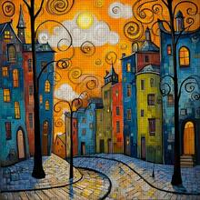 1 Set - Vibrant Town Cross Stitch Kit (No Frame), DIY Needlework Art Materials, 11CT Cross Stitch Decorative Painting, Creative Handmade Gift. Complete Home Decor Printed Cross Stitch Craft, Suitable For Home Decor Knitting Art. Frame Not Included - Bright and Beautiful Winding Alley Town - View 13