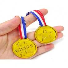 Gold Plastic WINNER Medals For Adult Competitions, Red Blue White Striped Lanyard Design, Sports Games Ball Games Team Building Party Event Prizes, Party Basket Filler Decoration, Multi-Specification 10/20/30pcs Event Commemorative Gift Pack - Multicolor - View 7