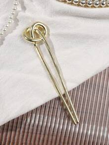 1 chiếc kẹp tóc hình chữ U bằng kim loại mạ vàng, chịu được nước kiềm, không gây hư hại tóc, kiểu dáng cao cấp tối giản theo phong cách Âu Mỹ, phù hợp cho việc đi làm hàng ngày và dự tiệc trà chiều. - Vàng - Xem 1