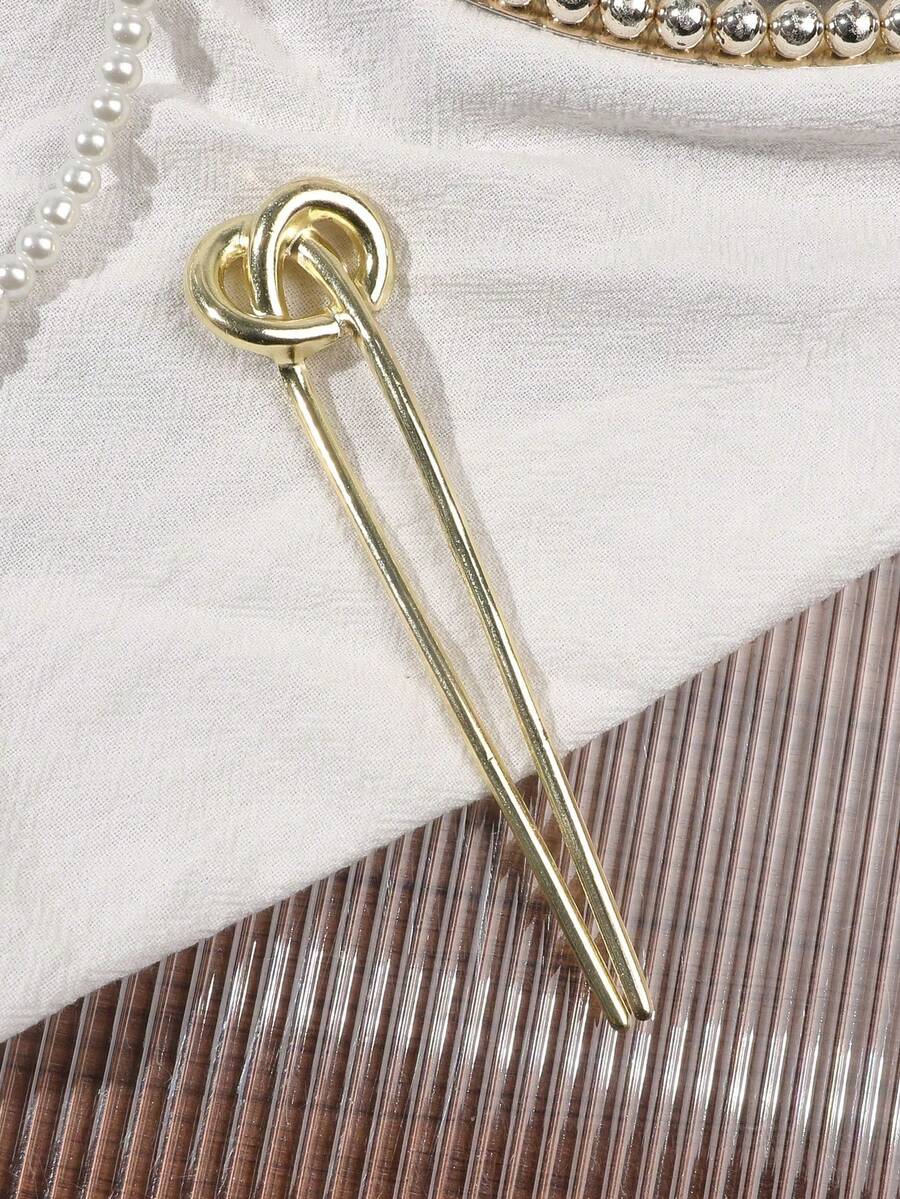 1 chiếc kẹp tóc hình chữ U bằng kim loại mạ vàng, chịu được nước kiềm, không gây hư hại tóc, kiểu dáng cao cấp tối giản theo phong cách Âu Mỹ, phù hợp cho việc đi làm hàng ngày và dự tiệc trà chiều. - Vàng - Xem 1