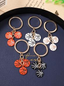 1pc Creative Basketball Keychain, Fashion Sports Accessory Keyring For Daily Use - Three Basketballs - View 3