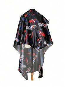 1件专业美发沙龙剪发布，印花美发沙龙理发师袍，剪发披肩，不粘剪发围裙 - 彩色 - 查看 3