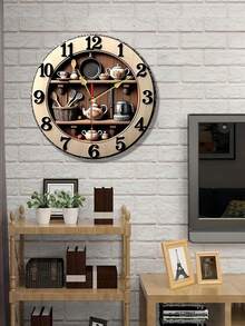 2D Flat 10/12 Inch Kitchen Decor Pattern Silent Battery Operated Non-Ticking Wall Clock, Suitable For Kitchen, Bathroom, Living Room (Batteries Not Included) - Multicolor - View 1