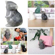 Labradorite Crystal Mouse Sculpture Natural Quartz Figurine Feng Shui Wealth Desk Ornament Meditation Animal Statue - 1 - 查看 1