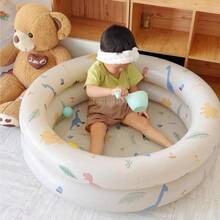 Buachois Piscina Inflable, Piscina Inflable Retro De Diseño Engrosado, Piscina De Agua De Estilo Lindo Que Ahorra Espacio para Interiores O Exteriores(Beige) - Azul - Ver 8