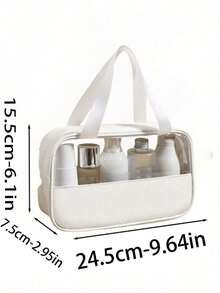 1/2 túi đựng mỹ phẩm du lịch, túi đựng mỹ phẩm tự làm theo kiểu chữ cái, túi đựng đồ vệ sinh cá nhân bằng PVC trong suốt, hộp đựng cọ trang điểm, hộp đựng mỹ phẩm chống nước và chống bụi, quà tặng cho mẹ, vật dụng cần thiết cho kỳ nghỉ. - Trắng - Xem 14