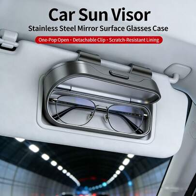 Hộp đựng kính đa năng cho ô tô & Giá đỡ kính thời trang gắn trên tấm che nắng - Lắp đặt không cần phá hoại, phù hợp cho ô tô, xe tải, xe RV, không cần thiết lập, hộp lưu trữ dạng kẹp đa chức năng, hộp đựng kính râm, kính thời trang cho ô tô.