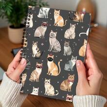 1pc Of Cats Toroidal Spiral Notebook Journal, Ideal For School And Office Use, Great Gift For Friends, Coworkers, And Both Men And Women,No Pen Included. - L - View 3