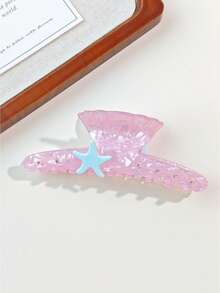 1个少女粉色透明海星发爪，甜美夏日发爪，海滩风盘发配饰 - 彩色 - 查看 4