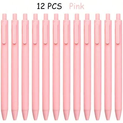 12/6pcs Set Cute Fresh Ballpoint Pens, 0.5mm Black Ink, Smooth Writing For Office, Study, Exam