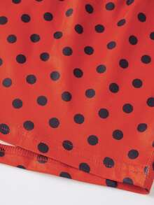 Womens Casual 2 Piece Outfits Sleeveless Dots Print Lace Strap Cami Tops + Shorts Set Loungewear - Rojo - Ver 9