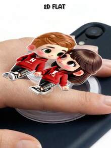Catygift Custom 2D Flat Couple Phone Case Charm, Personalized Phone Accessory, Unique Couple Gift, Valentine's Day Anniversary Gift, Customizable Names & Initials - As Shown - View 8