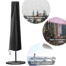 Housse de parapluie imperméable et pare-soleil - Style cantilever - Tissu Oxford imperméable - Housse de parapluie de patio extérieur - Convient pour : parasols de jardin extérieur de 190 x 50 x 30 cm - Noir - Voir 6