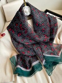 1 chiếc khăn voan đen cho nữ, nhẹ, đa năng, thích hợp cho mùa xuân thu, du lịch, chống nắng, khăn choàng cổ. - màu đen - Xem 3