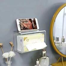 免钻孔壁挂式纸巾架 - 多功能厨房浴室纸巾架 - 便捷节省空间设计 - 彩色 - 查看 9