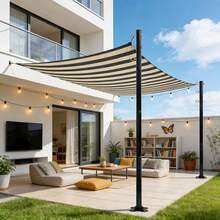 2 Pack 12ft Heavy Duty Shade Sail Poles(Not Including Shade Sail And String Lights)  With Spiral Anchor & D-Clamps, Outdoor Sun Shade Support Poles For String Lights, Patio, Backyard, Garden, Lawn, Terrace, Camping And Outdoor Decoration - Đen - Xem 9