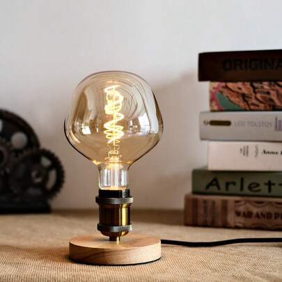 1pc Dimmable LED Spiral Filament Bulb, DR125 220V 4W 2300K Warm Light E27 Base, Amber Glass Decorative Bulb For Cafe, Bar, Vintage Home Decor, 4.92"X6.88"