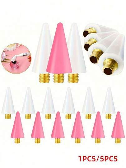 1pc Nail Dotting Pen With Replacement Wax Tips, White/Pink Nail Art Dotting Tool With Changeable Wax Heads, Nail Supplies, Nail Tools, Nail Art Tools, Back To School, Nails, Nail Sticker Tools
