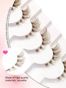 Asiteo 7 Pairs Brown Natural Half-Strip Eyelashes With Transparent Band, Soft & Fluffy Cat Eye Style Natural Lashes, Reusable - Half Eyelashes - View 2