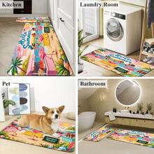 1pc Flamingo Beach Kitchen Rug, Kitchen Mat, Kitchen Carpet, Classic Plaid Doormat, Small Rug, Carpet, Runner Rug, Floor Mat, Home Decor, Area Rug, Outdoor Mat, Home Decor, Area Carpet, Bedroom Rug, Washable Carpet - Multicolor - View 5