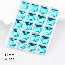 12mm, 20pcs/Pack, Square Shape, Flat Bottom Double Hole Exquisite Glass Rhinestones, For Sewing Wedding Dress, Handbag, Shoes Decoration Jewelry Making Accessories - 12mm 20pcs - View 31