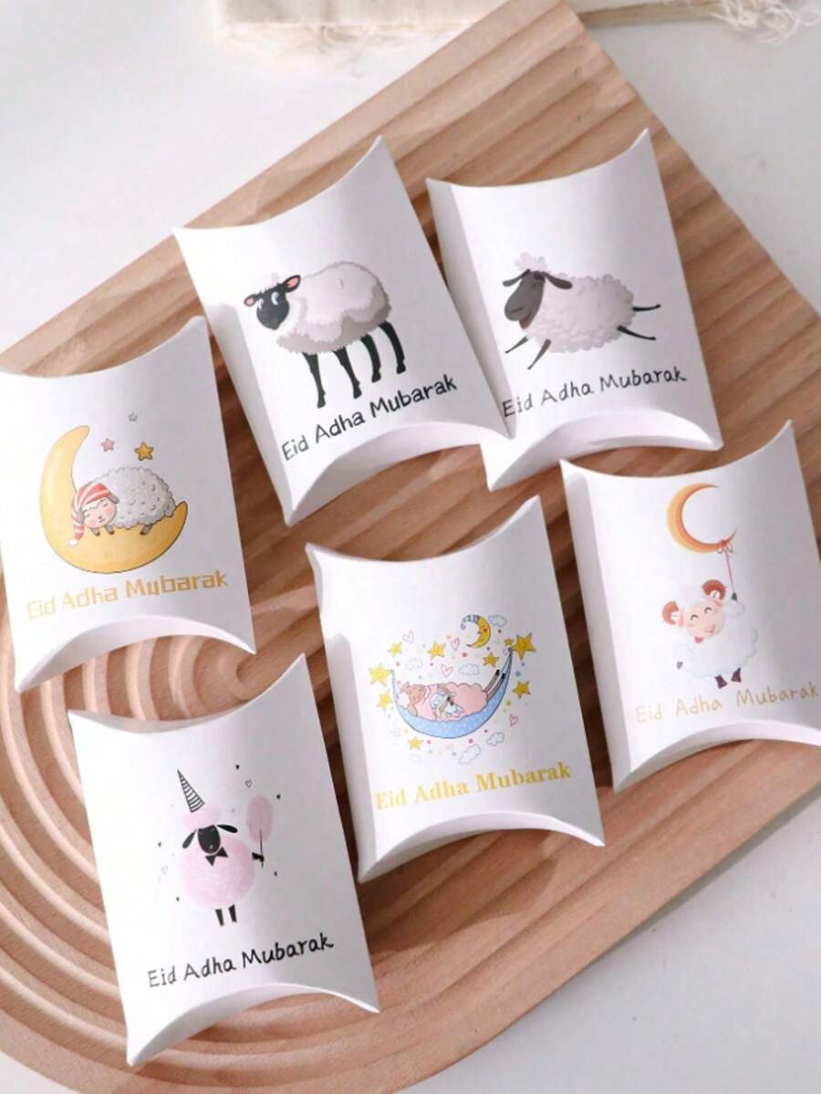 12 Stück Eid Al-Adha Schaf Dekorations Boxen, Mini Geschenkverpackung Papierboxen, Cartoon Schaf Muster Design, geeignet für Ringe, Ohrringe, Halsketten und andere kleine Artikel, Feiertag, Geburtstag, Hochzeit Geschenkverpackung Zubehör, Party Tischdekoration, Party Bedarf - Verschiedenfarbig - Übersicht 1