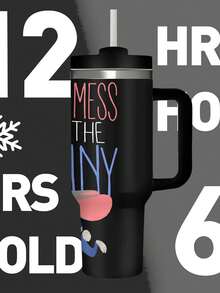 Judy Hopps  40oz Large Capacity Handle Tumbler With Straw For Busy People, Stainless Steel Insulated Mug Keep Hot/Cold, No Frequent Refill, Leakproof Cup For Home, Office,  Best Seller Tumbler, - 黑色 - 查看 3