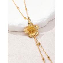 1pc Women Waist Chain Gold Metal Five Leaf Flower Beaded Waist Ornament Elegant Exquisite Waist Chain Delicate Texture Light Luxury Versatile Comfortable To Wear Body Shaping Design Suitable For Beach Vacation Bikini Matching Daily Outing Leisure Outfits For Adult Ladies Elegant Fashion Popular Style Exquisite Luxury Accessory Beautiful Matching Not Easy To Fall Off Ideal Gifts For Girlfriends Friends Early Summer Summer Warm Holiday Presents - 黃金 - 查看 4