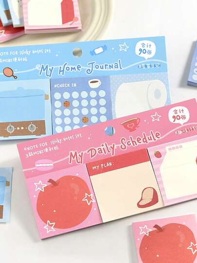一套迷你便签本，可爱创意学生便利贴，适合作为礼物、办公用品、家居用品、标记标签、教室用品、娱乐玩具、学生计划本、复古装饰DIY材料