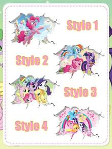 MY LITTLE PONY 小马宝莉系列破窗3D卡通防水贴纸，涂鸦装饰破墙，可移除卡通电影动漫贴纸 - 多款 - 查看 8