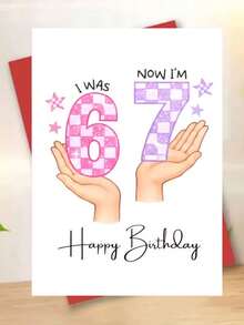 1 chiếc thiệp chúc mừng sinh nhật bé gái 7 tuổi. Bao gồm phong bì, giấy bìa dày. Thiết kế số và sao kẻ ô màu hồng và tím. Hoàn hảo cho bé gái tròn 7 tuổi – Thiệp sinh nhật dễ thương lý tưởng (12cm/4.7in X 17cm/6.7in) - Phong bì đỏ - Xem 8