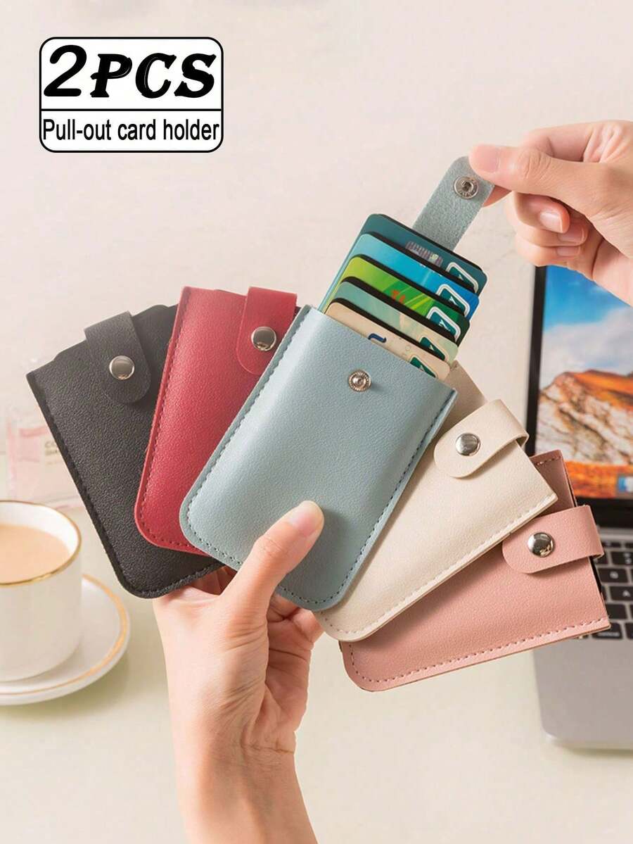 2/1pc Classic Portable Multifunctional PVC Leather Card Holder For ID Cards, Bank Cards, Business Cards - Compact Storage Box With Travel Accessories - Easy To Carry, Durable And Stylish Design