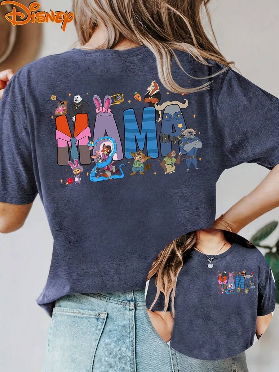 Disney License T Shirts,Disney Zootopia Mama Character Collage Graphic Oversized T Shirt Women Cute Judy Hopps Nick Wilde Print Drop Shoulder Short Sleeve Tee Mother's Day Gift Casual Streetwear Top For Zootopia Fans ,Camiseta, Summer Outfits For Women, Summer Clothes, Summer Tops, Tops For Women, Festival Outfits, Summer Tops For Women, Mother's Day, Mother's Day Clothing, Gifts For Family And Friends, Spring Outfits For Women, Officially Licensed Disney T-Shirts, Disney Men's And Women's Spring/Summer Fashion Casual Short-Sleeve T-Shirts - 藍色 - 查看 1