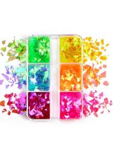 6-Grid Iridescent Holographic Glass Chips, Suitable For Resin Letter Molds And DIY Crafts - Multicolor - View 3